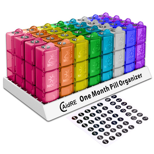 CAidRE Monthly Pill Organizer 3 Times A Day, 30 Day One Month Pill Organizer, 31 Day Pill Organizer for Fish Oil, Vitamins, Supplements and Medications