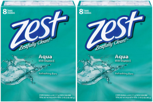 Zest Aqua Bar Soap 4 Ounce, 8 Bar Pack (Pack of 2) 16 Bars Total