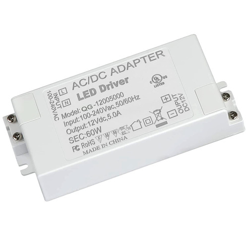 UL Certified AC 100-240V to DC 12V 5A Power Supply Adapter Converter, Low Voltage LED Driver Transformer Output for LED Strip Lights CCTV Camera Security System(60W-12V)