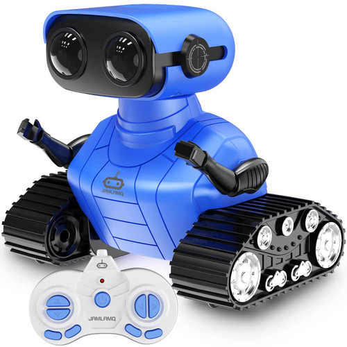 JAMLAMQ Robot Toys for 3 Years Old Boys Girls-Rechargeable Remote Control Robot Toys,Toy with Music and LED Eyes,Emo Robot with Auto-Demonstration,Dance Moves,Kids Toys Gifts (Blue)