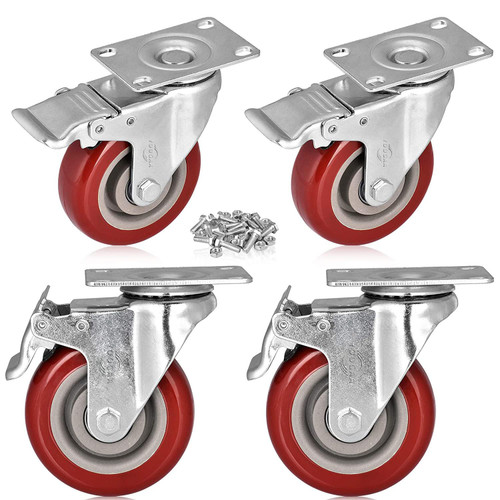 4 inch Caster Wheels Heavy Duty Caster Set of 4 Locking Casters Swivel Casters with Brake Non Marking Castor Wheels for Cart Furniture Workbench 4 inch Caster Wheels Heavy Duty Caster Set of 4 Locking Casters Swivel Casters with Brake Non Marking Castor Wheels for Cart Furniture Workbench