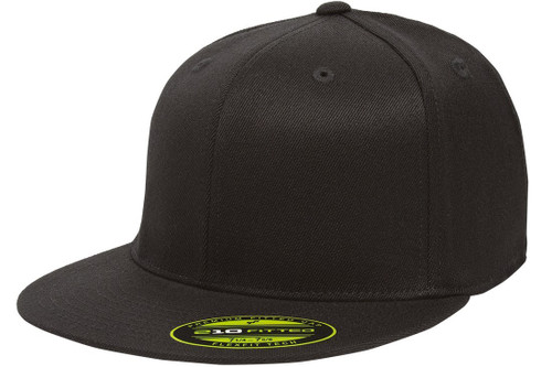 Flexfit Original Blank Flatbill Premium Fitted 210 Hat Cap Flex Fit Flat Bill XX-Large - Black