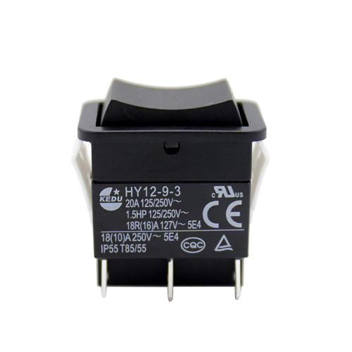 KEDU HY12-9-3 6 Pins Rocker Switch (ON)-Off-(ON) Arc Push Button Switches for Industrial Electric Power Tools and Electrical Equipment Control with Bilateral Self Reset 125/250V 20A 1.5HP,2-Pack