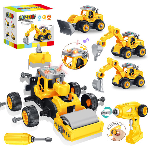 Jiakora Take Apart Toys for 4 Year Old Boys, 4-in-1 Trucks Gifts for 3 4 5 6 7 8 Year Old Boys Girls, DIY STEM Construction Vehicle Building Toys with Electric Drill Remote Control Jiakora Take Apart Toys for 4 Year Old Boys, 4-in-1 Trucks Gifts for 3 4 5 6 7 8 Year Old Boys Girls, DIY STEM Construction Vehicle Building Toys with Electric Drill Remote Control