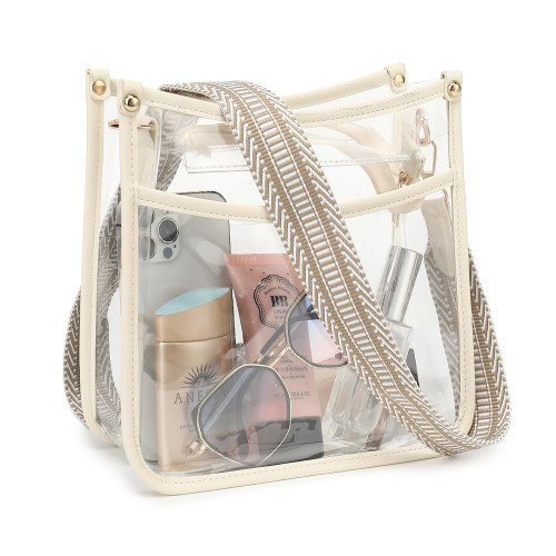 LOXOMU Clear Crossbody Bag Stadium Approved - Clear Purses for Women with Adjustable Strap,See Through Purse for Concerts Sports Events Festivals