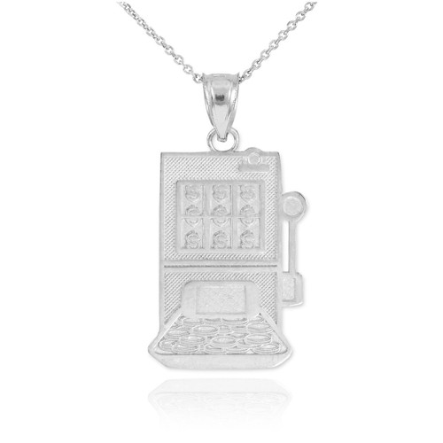 Good Luck Charms .925 Sterling Silver 1" Casino Slot Machine Lucky Pendant Necklace - 18"