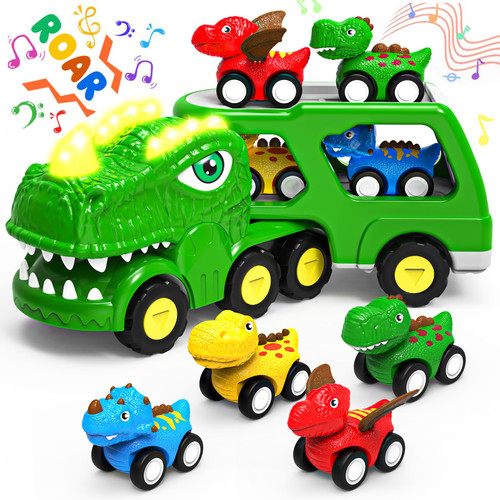 Toddler Car Toys for 1 2 3 4 Year Old Boy Kids Toys 5-in-1 Dinosaur Transport Carrier Trucks Toys for Boys 1-3 with Sounds & Lights Toddler Toys for Boys Age 1-2 2-4 Dinosaur Toys for Kids 3-5 4-6 Toddler Car Toys for 1 2 3 4 Year Old Boy Kids Toys 5-in-1 Dinosaur Transport Carrier Trucks Toys for Boys 1-3 with Sounds & Lights Toddler Toys for Boys Age 1-2 2-4 Dinosaur Toys for Kids 3-5 4-6