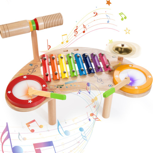 JUSTWOOD Baby Drum Set, Montessori Musical Instruments for Toddlers 1-3, All in 1 Wooden Percussion Xylophone Toddler Drum, Educational Sensory Musical Toys Birthday Gift for 3 Year Old Boys and Girls JUSTWOOD Baby Drum Set, Montessori Musical Instruments for Toddlers 1-3, All in 1 Wooden Percussion Xylophone Toddler Drum, Educational Sensory Musical Toys Birthday Gift for 3 Year Old Boys and Girls