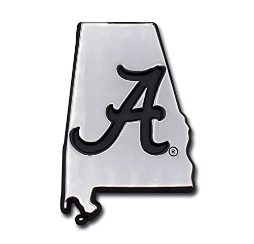 University of Alabama - State Shaped Shiny Chrome METAL Auto Emblem