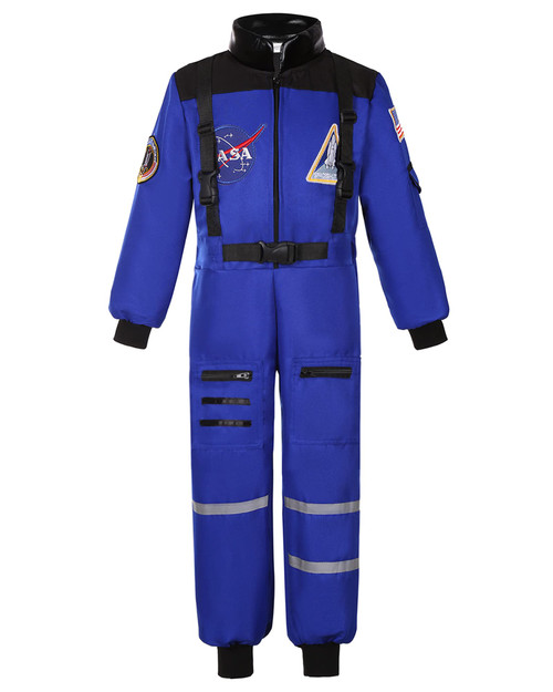 Dormstop Kid Space Suit Costume Children Halloween Astronaut Jumpsuit Baby Spaceman Outfit for Dress Up (Blue, 5-7 Years)