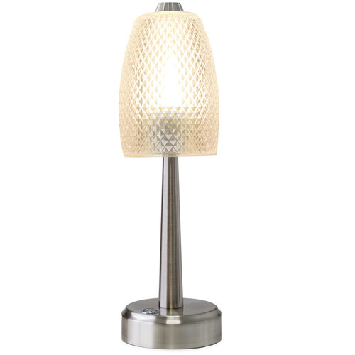 UMEXUS Cordless Table Small Lamp, Rechargeable Battery Operated Lamp, Portable 3 Way Touch Dimmable LED Night Light Bedside Nightstand Lamp for Bedroom, Restaurant, Bar, Dining Room, Patio, Silver