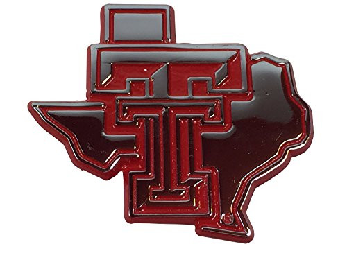 Texas Tech METAL Auto Emblem with Red Trim (large logo in state shape)