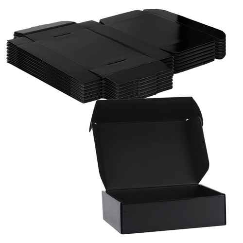 Rempry 7x5x2 Inches Black Shipping Boxes Pack of 20, Small Cardboard Corrugated Mailer Boxes Gift Boxes for Shipping Packaging Small Business