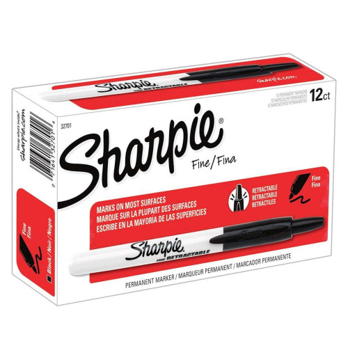 Sanford Sharpie Retractable Permanent Marker, Fine Point, Black Ink