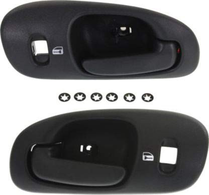 Evan Fischer Interior Door Handles Compatible with Set of 2 Front Left and Right Side Plastic Black W/Door Lock Hole