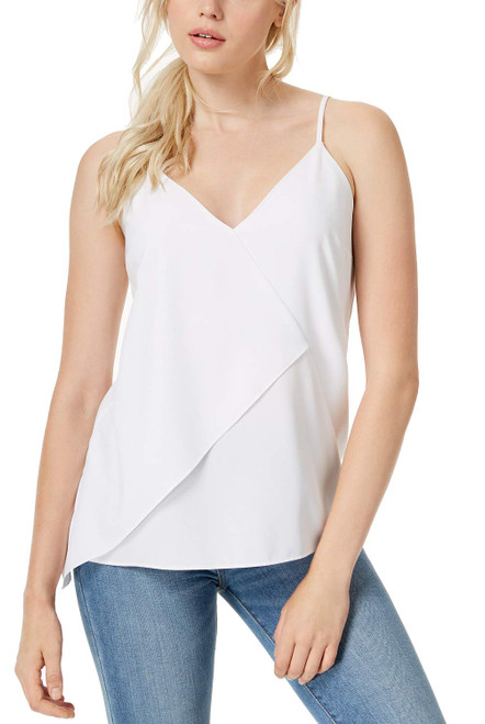 bar III Womens Asymmetrical Knit Blouse, White, Large