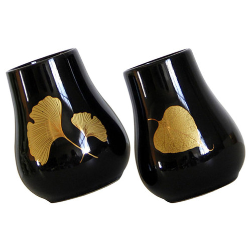 DECHOUS 2pcs Gold Table Decor Black Home Decor Black Flower Pot Ceramics Ceramic Floral Vase Flower Arranging Vase Dinning Table Vase Ornaments Flower Arrangement Flowerpot Household