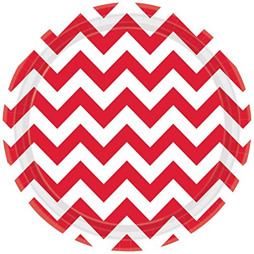 Amscan Apple Red Chevron Round Plates | 8 Ct. | 9"