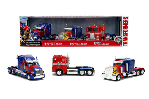 Transformers Optimus Prime 1:32 3-Pack Die-Cast Cars, Toys for Kids and Adults Transformers Optimus Prime 1:32 3-Pack Die-Cast Cars, Toys for Kids and Adults
