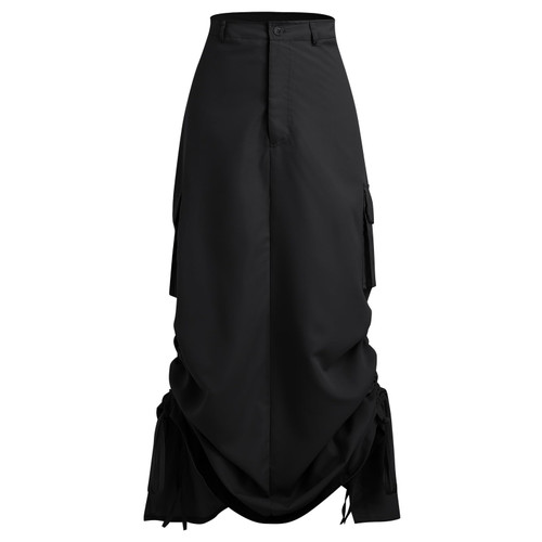 Women Trendy Y2K Cargo Maxi Skirts Vintage Solid High Rise Drawstring Ruched Long Skirt with Pockets Split Back Skirt Streetwear Black X-Large Women Trendy Y2K Cargo Maxi Skirts Vintage Solid High Rise Drawstring Ruched Long Skirt with Pockets Split Back Skirt Streetwear Black X-Large