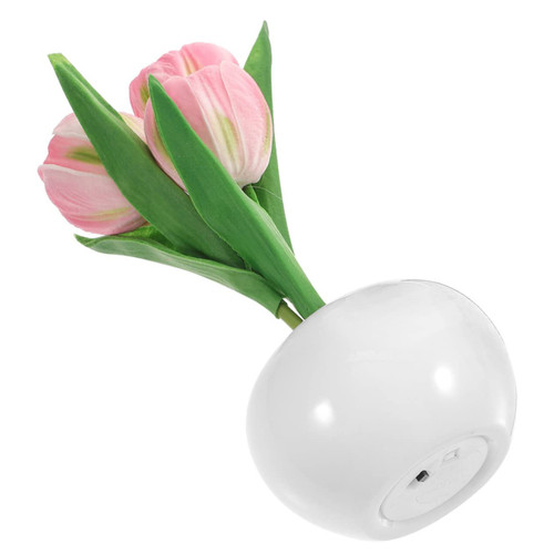 DOITOOL Tulip Pot Light Night Light for Bedroom Lamp White Decorative Led Lights Tulip Lamp Pot Fake Flower Lights Pot Colors Changing Nightlight Room Night Light Ceramics Desktop Plant
