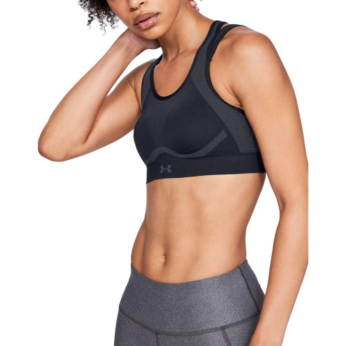 Under Armour Women's Vanish Seamless Mid Impact Sports Bra , Black (001)/Tonal , X-Small