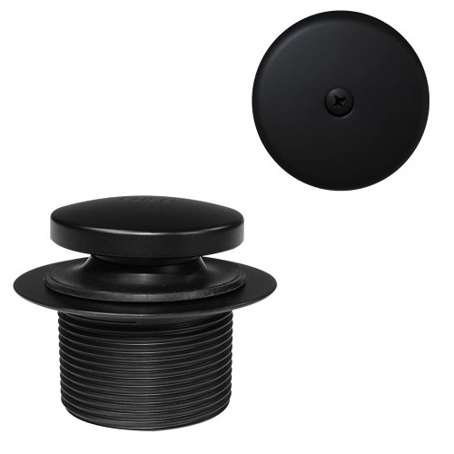 Westbrass A93-62 1-1/2" Coarse Thread Tip-Toe Bathtub Drain Plug Trim Set with One-Hole Overflow Faceplate, Matte Black