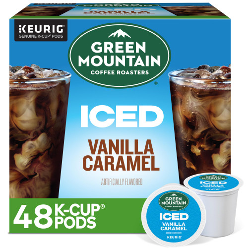 Green Mountain Coffee Roasters ICED Vanilla Caramel, Single Serve Keurig K-Cup Pods, Flavored Iced Coffee, 48 Count