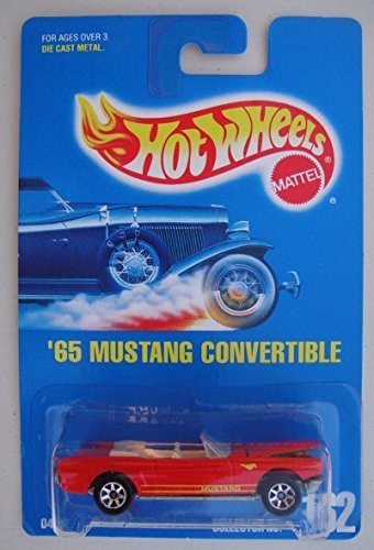 HOT WHEELS RED '65 MUSTANG CONVERTIBLE #162 7SPOKE ALL BLUE CARD