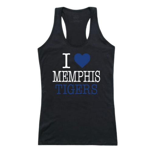 I Love University of Memphis Women's Tank Top Tee T-Shirt - Black, Medium