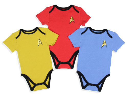 Star Trek Infant Boys' Primary Colors Crew Uniform Red Gold Blue Sleeper 3 Pack Sleep Pajama (3 Months)