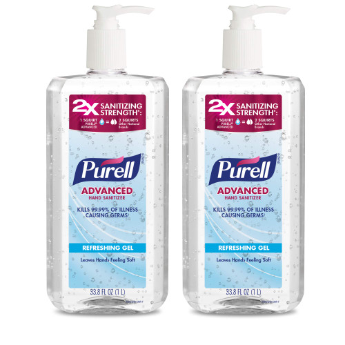 Purell Advanced Hand Sanitizer Refreshing Gel, Clean Scent, 1 Liter Pump Bottle (Pack of 2) - 3080-02-EC