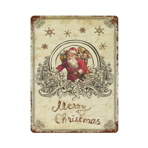 Victorian French Merry Christmas Metal Signs Merry Christmas Santa Claus Retro Garage Signs Bedroom Decor for Wall for Garage Man Cave Shop Bar Pub Decor 12"x16"