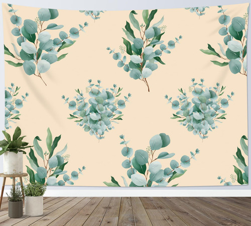 LB Sage Green Leaf Tapestry Wall Hanging Nature Succulent Eucalyptus Leaves on Beige Wall Tapestry for Bedroom Aesthetic Modern Botanical Tapestry for Living Room College Dorm Decor, 80Wx60H inch LB Sage Green Leaf Tapestry Wall Hanging Nature Succulent Eucalyptus Leaves on Beige Wall Tapestry for Bedroom Aesthetic Modern Botanical Tapestry for Living Room College Dorm Decor, 80Wx60H inch