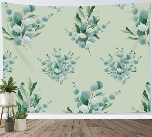 LB Nature Plant Tapestry Wall Hanging Eucalyptus Leaf Tropical Botanical on Green Wall Tapestry for Bedroom Aesthetic Vintage Country Tapestry for Living Room College Dorm Decor, 80Wx60H inch LB Nature Plant Tapestry Wall Hanging Eucalyptus Leaf Tropical Botanical on Green Wall Tapestry for Bedroom Aesthetic Vintage Country Tapestry for Living Room College Dorm Decor, 80Wx60H inch