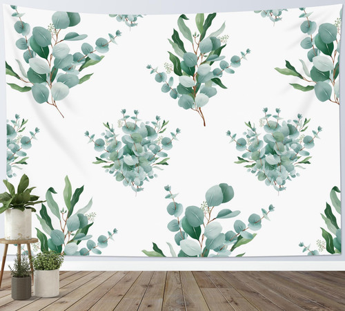 LB Green Tropical Leaf Tapestry Wall Hanging Country Eucalyptus Leaves on White Wall Tapestry for Bedroom Aesthetic Nature Botanical Tapestry for Living Room College Dorm Decor, 80Wx60H inch LB Green Tropical Leaf Tapestry Wall Hanging Country Eucalyptus Leaves on White Wall Tapestry for Bedroom Aesthetic Nature Botanical Tapestry for Living Room College Dorm Decor, 80Wx60H inch