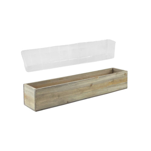 CYS EXCEL Rectangle Wood Planter Box with Removable Plastic Liner (H:4" Open:22"x5") | Multiple Size Choices Wood Rectangular Planter | Indoor Decorative Window Box