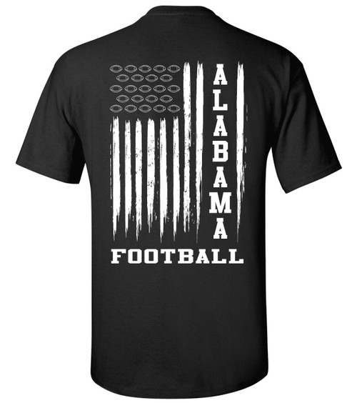 Alabama Flag Football USA White Patriotic American Flag Unisex Short Sleeve T-shirt-Black-2XL Alabama Flag Football USA White Patriotic American Flag Unisex Short Sleeve T-shirt-Black-2XL