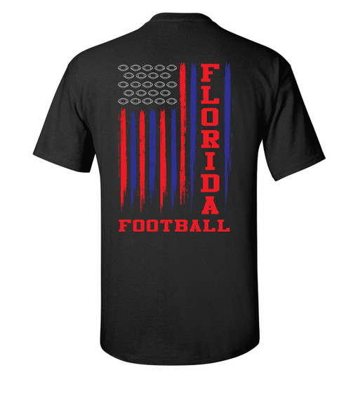 Florida Flag Football USA Red and Blue Patriotic American Flag Unisex Short Sleeve T-shirt-Black-2XL Florida Flag Football USA Red and Blue Patriotic American Flag Unisex Short Sleeve T-shirt-Black-2XL