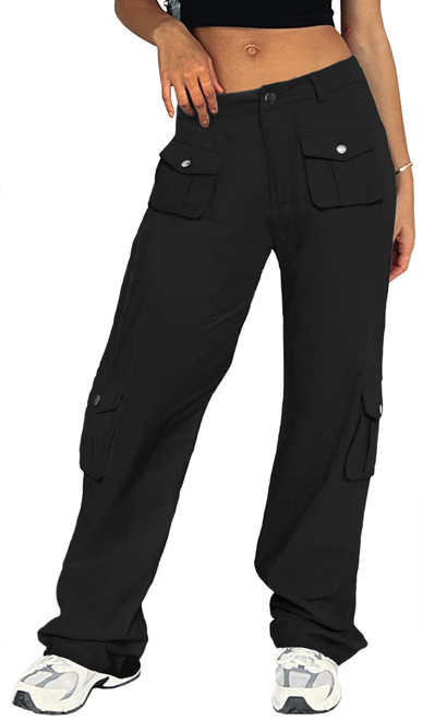 LuckyDoll Cargo Pants Women Baggy - Womens Cargo Pants for Girls, Black Cargo Pants Woman, Baggy Jeans for Women, High Waist Cargo Jeans for Women, Cargo Pants Y2K, Dress Pants for Women Trendy M