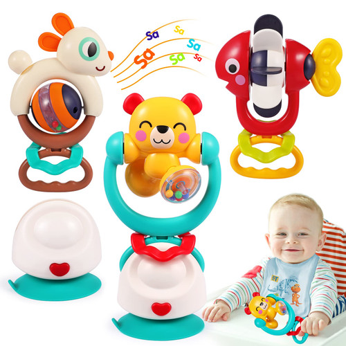 Baby Toys 6-12 Months Infant Toys Set of 3 High Chair Suction Cup Rattle Teething Toys for Baby 6 7 9 12-18 Months 2-in-1 Sensory Development Tray Newborn Toy Gifts for 1 2 Year Old Boys Girls Baby Toys 6-12 Months Infant Toys Set of 3 High Chair Suction Cup Rattle Teething Toys for Baby 6 7 9 12-18 Months 2-in-1 Sensory Development Tray Newborn Toy Gifts for 1 2 Year Old Boys Girls