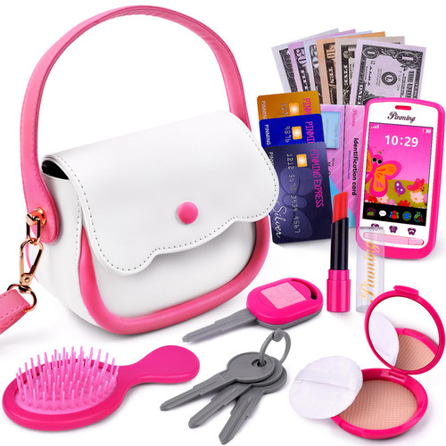 GJZZ Play Purse for Little Girls Toys - Toddler Purse Set Pretend Play Makeup Toys for 3 4 5 6 7 Year Old Girls, Kids Toy Purse Birthday Gifts for Girls Ages 3-5 4-5 6-8 Years Old