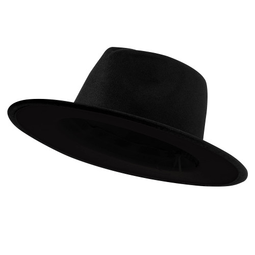jingsha Women & Men Two Tone Wide Brim Fedora Hats Felt Panama Hats Men's Dress Hats with Belt Buckle Black