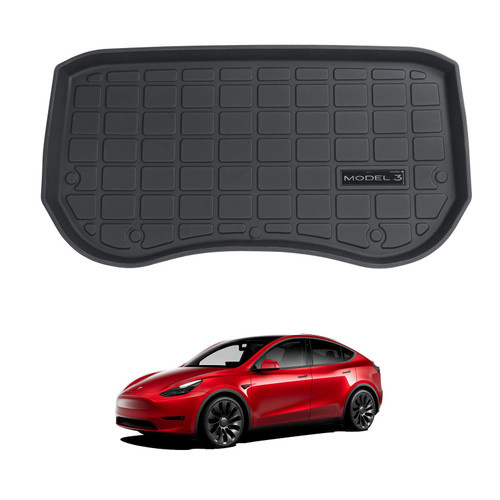 BASENOR 2023 2022 2021 Tesla Model 3 Frunk Mat Front Liner All-Protection Heavy Duty Cargo Mats Accessories Black