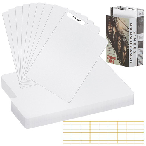 Supkiir 70 Pcs Comic Book Dividers with Tabs, Comic Book Tall Boards Frosted Card Separator White PVC Plastic Dividers for Comic Book Storage Box Pages Divide 11.22 x 7.24 Inches