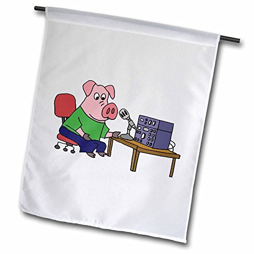 3dRose Funny Pink Pig Using Ham Radio Cartoon - Garden Flag, 12 by 18" 3dRose Funny Pink Pig Using Ham Radio Cartoon - Garden Flag, 12 by 18"