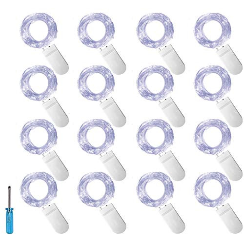 30 Micro LED 16 Pack 10ft Starry String Lights, Waterproof Firefly Moon Lights, Fairy Silver Copper Wire Lights Battery Operated, for DIY Party Christmas Wedding Easter Table Decorations (Cool White)
