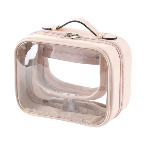 CANBOX TSA Approved Toiletry Bag, Clear Makeup Bags for Liquids Toiletries, Cosmetic Bag Organizer, Carry On Liquids Bag Travel Accessories Essentials, Pink