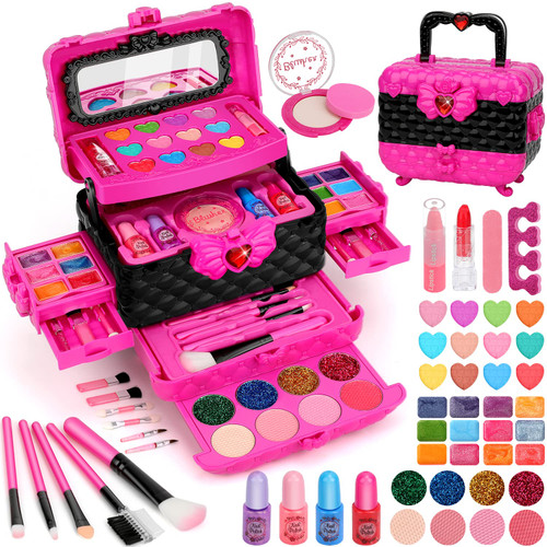 Kids Makeup Kit Girl Toys - Washable Makeup Kit for Kids Real Make up Set Little Girls Makeup for Kids Children Princess Toddlers Christmas Birthday Gift Presents Toys for Girls 3 4 5 6 7 8 Year Old