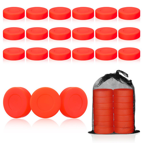 Syhood 18 Pieces of Hockey Pucks with Reusable Mesh Bag Set Classic Ice Hockey Pucks Rubber Street Hockey Puck Balls Practicing Training Pucks for Kids Adults Indoor and Outdoor, Orange Syhood 18 Pieces of Hockey Pucks with Reusable Mesh Bag Set Classic Ice Hockey Pucks Rubber Street Hockey Puck Balls Practicing Training Pucks for Kids Adults Indoor and Outdoor, Orange